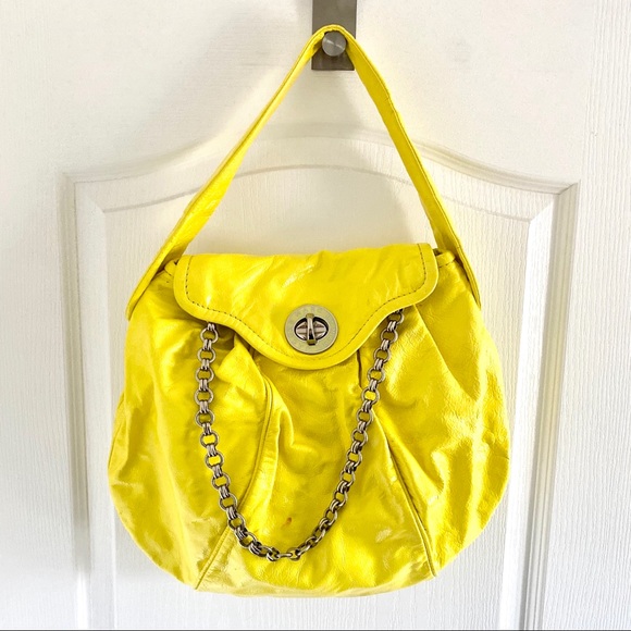 Marc Jacobs Yellow Patent Leather Flap Chain Hobo - Picture 2 of 6